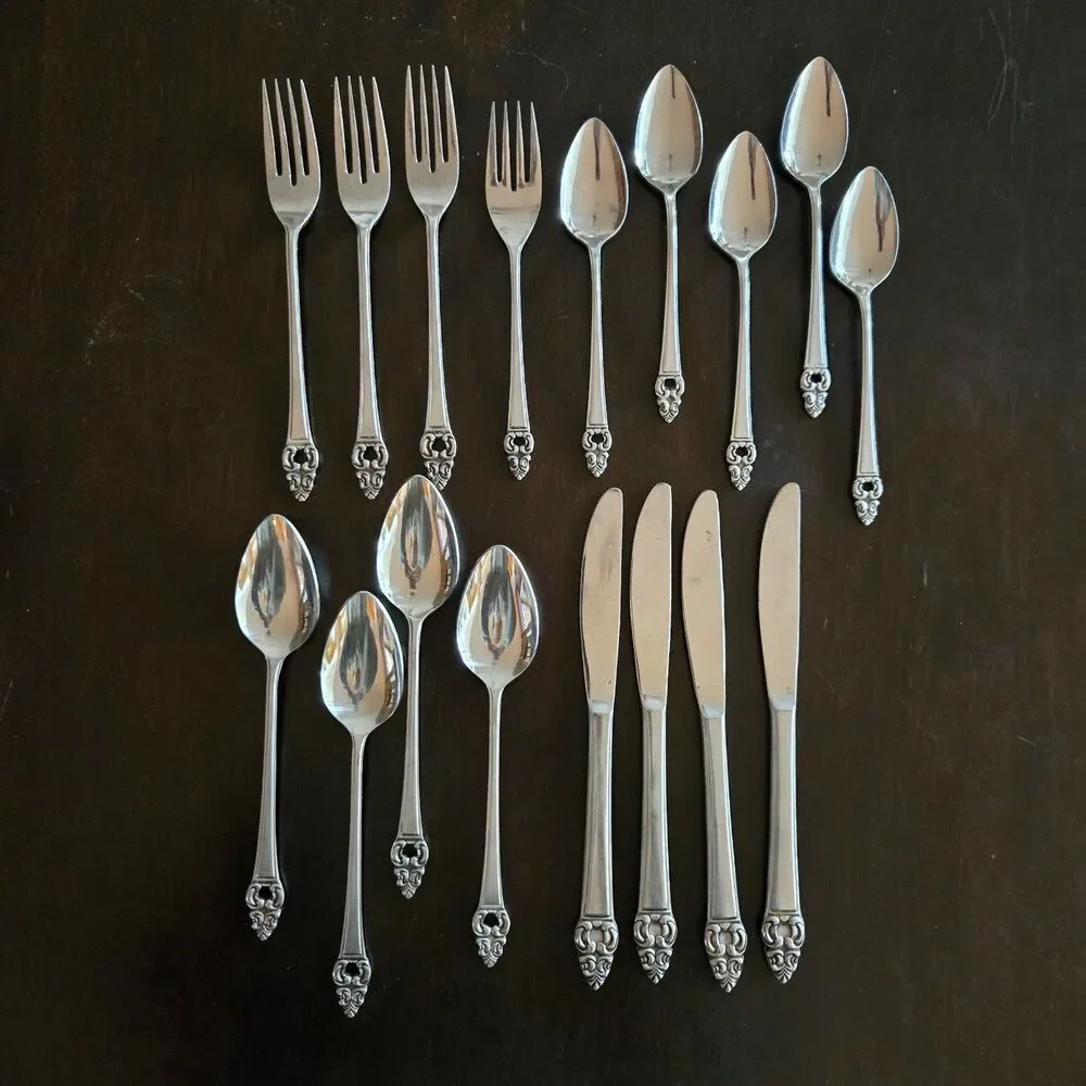 Vtg MCM Flatware Erica Stainless Japan 17 piece lot Forks‎ Spoons Knives Nordic